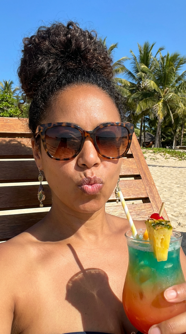 Emma - Travel Designer IA (portrait plage)